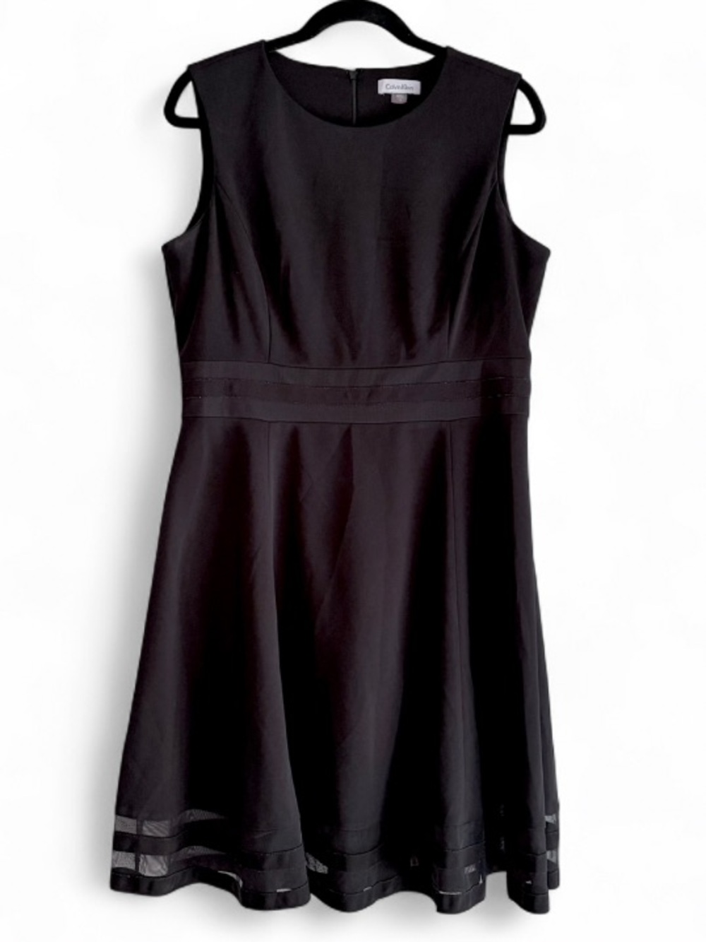 Calvin Klein Black Sleeveless A Line Knit Dress Size 14
